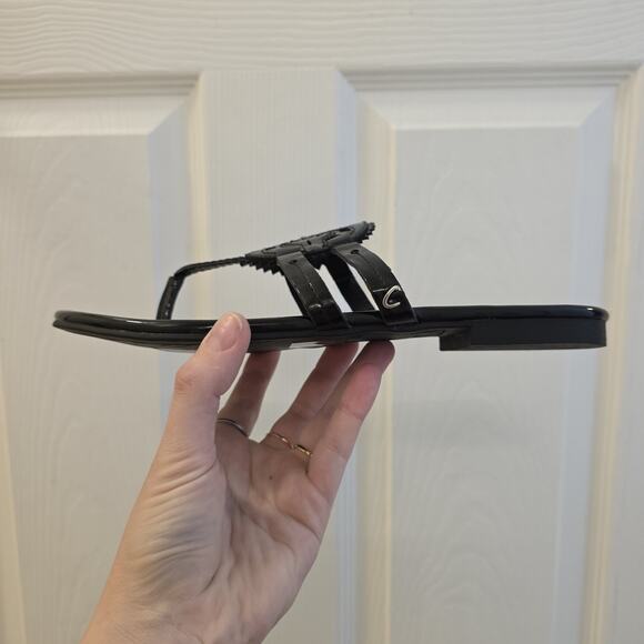 Circus Sam Edelman Black Patent Faux Leather Canyon Flat Sandals Flip Flops 9.5W - Picture 5 of 6